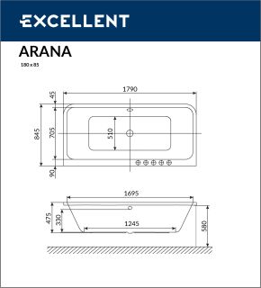 Ванна акриловая Excellent ARANA WAEX.ARA180WH 180 x 85 см